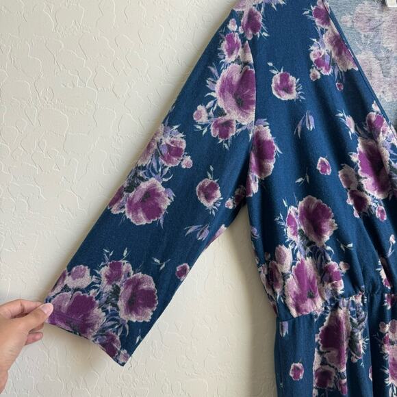 Charming Charlie Knit Floral Dress Blue Purple Wrap - Picture 7 of 9